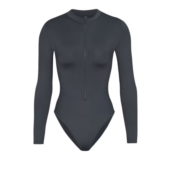 Skims Swim Zip Front Long Sleeve One Piece - Picture 2 of 5
